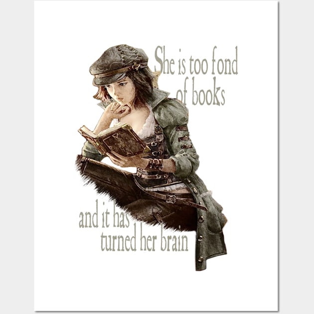 Too Fond Of Books - Louisa May Alcott Wall Art by The Blue Box